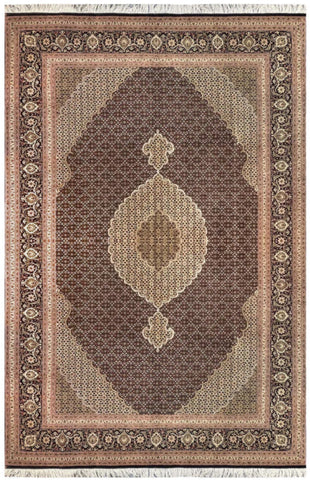 14617 - Tabriz Persian Hand-knotted Authentic/Traditional Carpet/Rug Silk-made Signed-piece/Size/: 10'4" x 6'7"/ 315cm x 201cm
