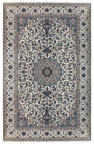 15018 - Nain Persian Hand-Knotted Authentic/Traditional Carpet/Rug Silk-made 10'4" x 6'7"/ 315cm x 201cm