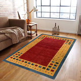 15083 - Lori Persian Hand-Knotted Authentic/Nomadic/Tribal Gabbeh/ Size: 9'1" x 6'3" / 277cm x 191cm