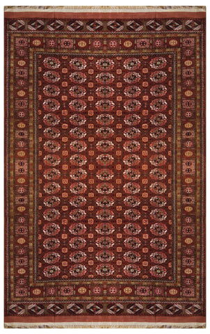 16600-Royal Khal Mohammad Hand-Knotted/Handmade Afghan Rug/Carpet Tribal/Nomadic Authentic/ Size: 9'0" x 6'6"/ 274cm x 198cm