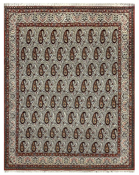 19994-Ghom Hand-knotted/Handmade Persian Rug/Carpet Traditional Authentic/ Size: 10'2" x 7'11"/ 310cm x 241cm