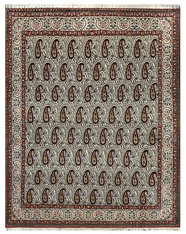 19994-Ghom Hand-knotted/Handmade Persian Rug/Carpet Traditional Authentic/ Size: 10'2" x 7'11"/ 310cm x 241cm