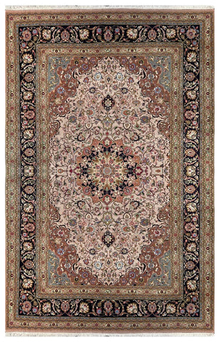 20881-Tabriz Hand-Knotted Semi-Antique(Circa 1980-1995)/Handmade Persian Rug/Carpet Traditional Authentic/ Size: 9'8" x 6'3"/ 295cm x 191cm