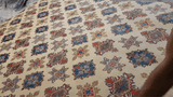 21523-Kazak Handmade/Hand-Knotted Afghan Rug/Carpet Tribal/Nomadic Authentic/ Size: 9'7" x 6'6"/ 292cm x 198cm