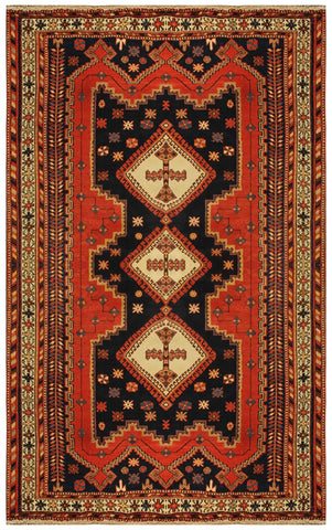 22252 - Afshar Hand-Knotted/Handmade Persian Rug/Carpet Tribal/Nomadic Authentic/Size: 7'6" x 5'2"/ 229cm x 157cm