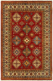 22459 -Royal Kazak Hand-Knotted/Handmade Afghan Tribal/Nomadic Authentic/Size: 6'5" x 5'3"/ 196cm x 160cm