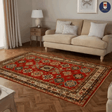 22468 -Royal Kazak Hand-Knotted/Handmade Afghan Tribal/Nomadic Authentic/Size: 6'6" x 4'11"/ 198cm x 150cm