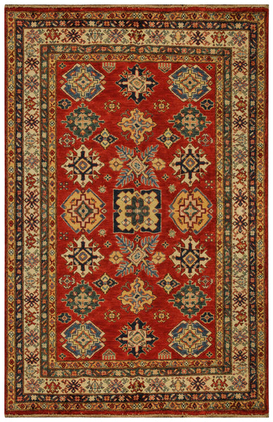 22468 -Royal Kazak Hand-Knotted/Handmade Afghan Tribal/Nomadic Authentic/Size: 6'6" x 4'11"/ 198cm x 150cm
