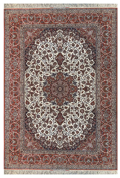 22605-Isfahan (circa 1960 Seirafian)/Hand-Knotted/Handmade Persian Rug/Carpet Traditional Authentic/ Size: 11'0" x 7'0"