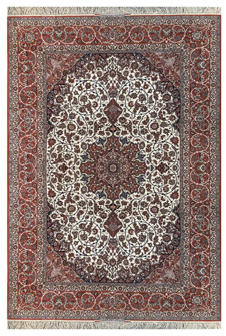 22605-Isfahan (circa 1960 Seirafian)/Hand-Knotted/Handmade Persian Rug/Carpet Traditional Authentic/ Size: 11'0" x 7'0"
