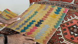 23263 - Kelim Hand-Woven/Flat Weaved/Handmade Afghan Kelim Pillow Cover/Carpet Tribal/Nomadic Authentic/Size: 1'8" x 1'8"/51cm x 51cm