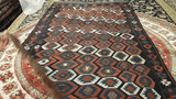25410- Kelim Antique/Circa-1940/Hand-Woven/Flat Weaved/Handmade Persian /Carpet Tribal/Nomadic Authentic/Size: 9'10" x 5'4"/300cm x 163cm