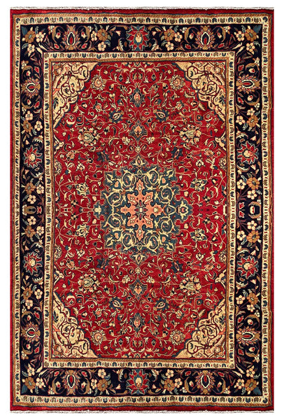 25576-Sarough Hand-Knotted/Handmade Persian Rug/Carpet Traditional/Authentic/ Size: 10'10" x 7'1"/330cm x 216cm