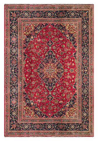 25624-Mashad Hand-Knotted/Handmade Persian Rug/Carpet Traditional Authentic/ Size: 9'10" x 6'8"/300cm x 203cm