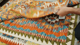 26024- Kelim Hand-Woven/Flat Weaved/Handmade Afghan /Carpet Tribal/Nomadic Authentic/Size: 2'11" x 2'0" / 89cm x 61cm