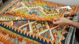 26027- Kelim Hand-Woven/Flat Weaved/Handmade Afghan /Carpet Tribal/Nomadic Authentic/Size: 2'9" x 2'3" / 83cm x 69cm