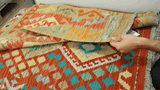 26035- Kelim Hand-Woven/Flat Weaved/Handmade Afghan /Carpet Tribal/Nomadic Authentic/Size: 2'11" x 2'0" / 89cm x 61cm