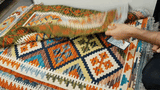 26037- Kelim Hand-Woven/Flat Weaved/Handmade Afghan /Carpet Tribal/Nomadic Authentic/Size: 3'2" x 2'0"/ 97cm x 61cm