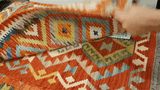 26046- Kelim Hand-Woven/Flat Weaved/Handmade Afghan /Carpet Tribal/Nomadic Authentic/Size: 3'2" x 2'4"/ 97cm x 71cm