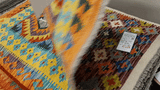 26051- Kelim Hand-Woven/Flat Weaved/Handmade Afghan /Carpet Tribal/Nomadic Authentic/Size: 3'1" x 2'2"/ 94cm x 66cm