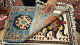 26546-Chobi Ziegler Hand-Knotted/Handmade Afghan Rug/Carpet Modern Authentic/Size: 2'0" x 1'3"/61cm x 38cm
