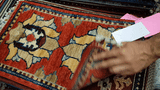 26549-Chobi Ziegler Hand-Knotted/Handmade Afghan Rug/Carpet Modern Authentic/Size: 2'0" x 1'3"/61cm x 38cm