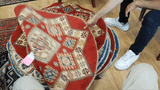 26608 - Kazak Hand-Knotted/Handmade Afghan Tribal/Nomadic Authentic/Size: 3'4" x 3'3"/102cm x 99cm