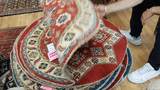 26611 - Kazak Hand-Knotted/Handmade Afghan Tribal/Nomadic Authentic/Size: 3'3" x 3'2"/99cm x 97cm