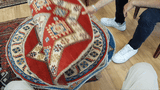 26621 - Kazak Hand-Knotted/Handmade Afghan Tribal/Nomadic Authentic/Size: 3'4" x 3'3"/102cm x 99cm