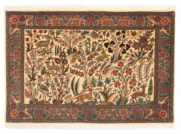 27072- Tabriz Persian Hand-knotted Carpet Authentic/Traditional Carpet/Rug/Size: 3'1" x 2'1"/94cm x 64cm