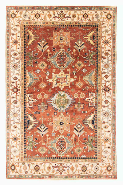 27144- Royal Heriz Hand-Knotted/Handmade Indian Rug/Carpet Traditional/Authentic/Size: 9'1" x 5'10"/277cm x 178cm
