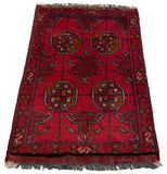 26376- Khal Mohammad Afghan Hand-Knotted Authentic/Traditional/Rug/Size: 2'0" x 1'4"/61cm x 41cm