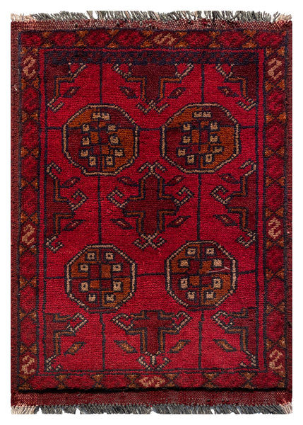 26376- Khal Mohammad Afghan Hand-Knotted Authentic/Traditional/Rug/Size: 2'0" x 1'4"/61cm x 41cm