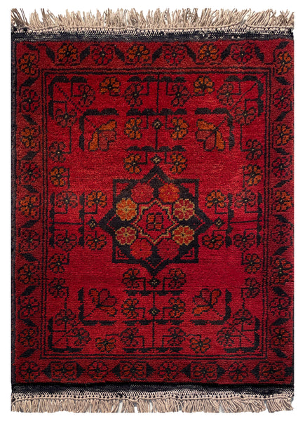 26363- Khal Mohammad Afghan Hand-Knotted Authentic/Traditional/Rug/Size: 2'1" x 1'5"/64cm x 43cm