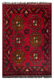 26414- Khal Mohammad Afghan Hand-Knotted Authentic/Traditional/Rug/Size: 2'0" x 1'3"/61cm x 38cm