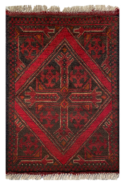 26207 - Khal Mohammad Afghan Hand-Knotted Authentic/Traditional/Rug/Size: 2'0" x 1'3"/61cm x 38cm