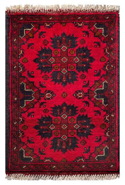 26232 - Khal Mohammad Afghan Hand-Knotted Authentic/Traditional/Rug/Size: 2'0" x 1'3"/61cm x 38cm