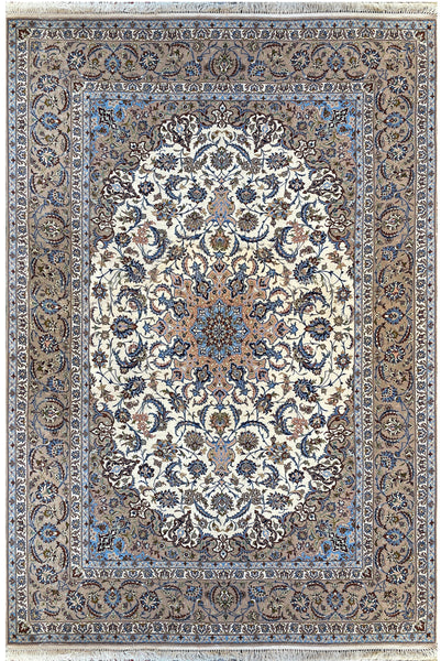 26737- Isfahan Persian Hand-Knotted Authentic/Traditional Carpet/Rug/Silk base/ Size: 10'8'' x 6'9''/325cm x 206cm