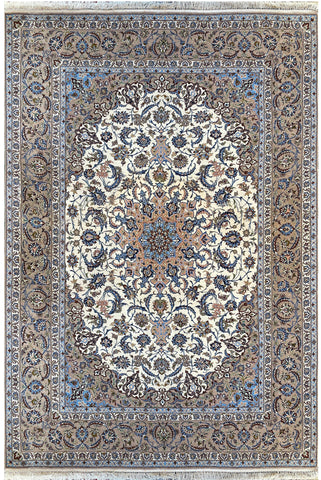 26737- Isfahan Persian Hand-Knotted Authentic/Traditional Carpet/Rug/Silk base/ Size: 10'8'' x 6'9''/325cm x 206cm