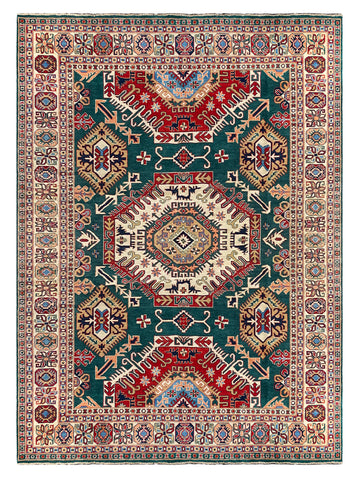 26991-Kazak Hand-Knotted/Handmade Afghan Rug/Carpet Tribal/Nomadic Authentic/ Size: 11'2" x 8'2"/340cm x 249cm