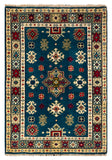 27014-Kazak Hand-Knotted/Handmade Afghan Rug/Carpet Tribal/Nomadic Authentic/ Size: 2'9" x 2'0"/84cm x 61cm