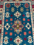 27014-Kazak Hand-Knotted/Handmade Afghan Rug/Carpet Tribal/Nomadic Authentic/ Size: 2'9" x 2'0"/84cm x 61cm