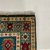 27014-Kazak Hand-Knotted/Handmade Afghan Rug/Carpet Tribal/Nomadic Authentic/ Size: 2'9" x 2'0"/84cm x 61cm