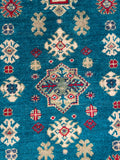 27009-Kazak Hand-Knotted/Handmade Afghan Rug/Carpet Tribal/Nomadic Authentic/ Size: 2'9" x 2'0"/84cm x 61cm