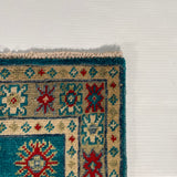 27009-Kazak Hand-Knotted/Handmade Afghan Rug/Carpet Tribal/Nomadic Authentic/ Size: 2'9" x 2'0"/84cm x 61cm