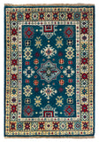 27010-Kazak Hand-Knotted/Handmade Afghan Rug/Carpet Tribal/Nomadic Authentic/ Size: 2'9" x 2'0"/84cm x 61cm