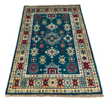 27010-Kazak Hand-Knotted/Handmade Afghan Rug/Carpet Tribal/Nomadic Authentic/ Size: 2'9" x 2'0"/84cm x 61cm