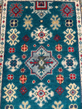 27010-Kazak Hand-Knotted/Handmade Afghan Rug/Carpet Tribal/Nomadic Authentic/ Size: 2'9" x 2'0"/84cm x 61cm