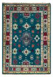 27012-Kazak Hand-Knotted/Handmade Afghan Rug/Carpet Tribal/Nomadic Authentic/ Size: 2'9" x 2'0"/84cm x 61cm