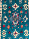27012-Kazak Hand-Knotted/Handmade Afghan Rug/Carpet Tribal/Nomadic Authentic/ Size: 2'9" x 2'0"/84cm x 61cm